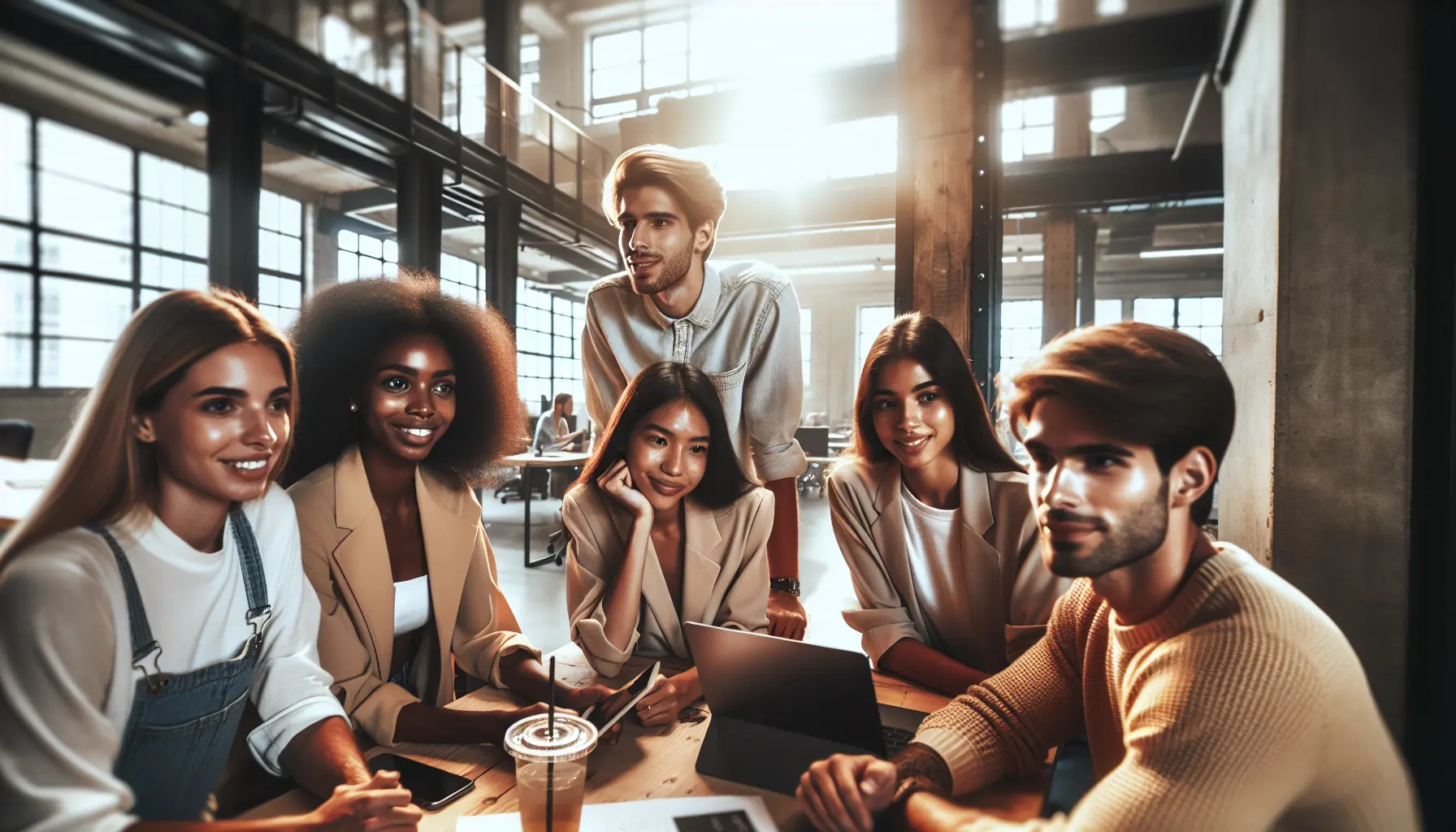 Successful marketing team collaborating in a modern office